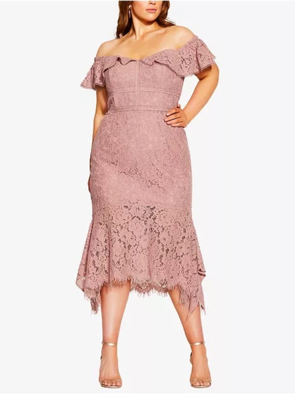 New! City Chic Women's Plus Size Angel Lace Dress Rose, size 18